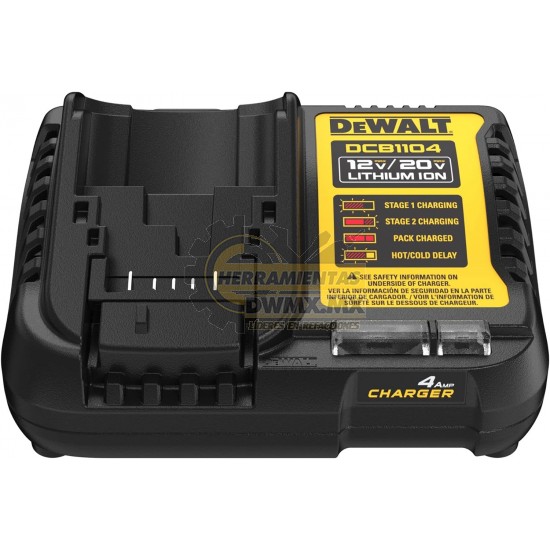 CARGADOR DE 4AH PARA BATERIAS DE 12V, 20V Y 60V MAX DEWALT DCB1104